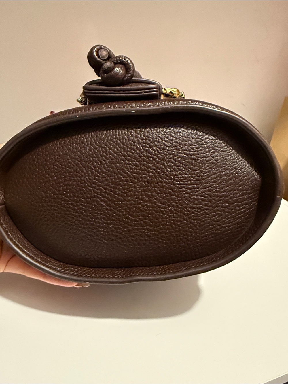 Versace Jeans Couture Brown Leather Mini Bucket Bag with Gold Hardware - Picture 5 of 6